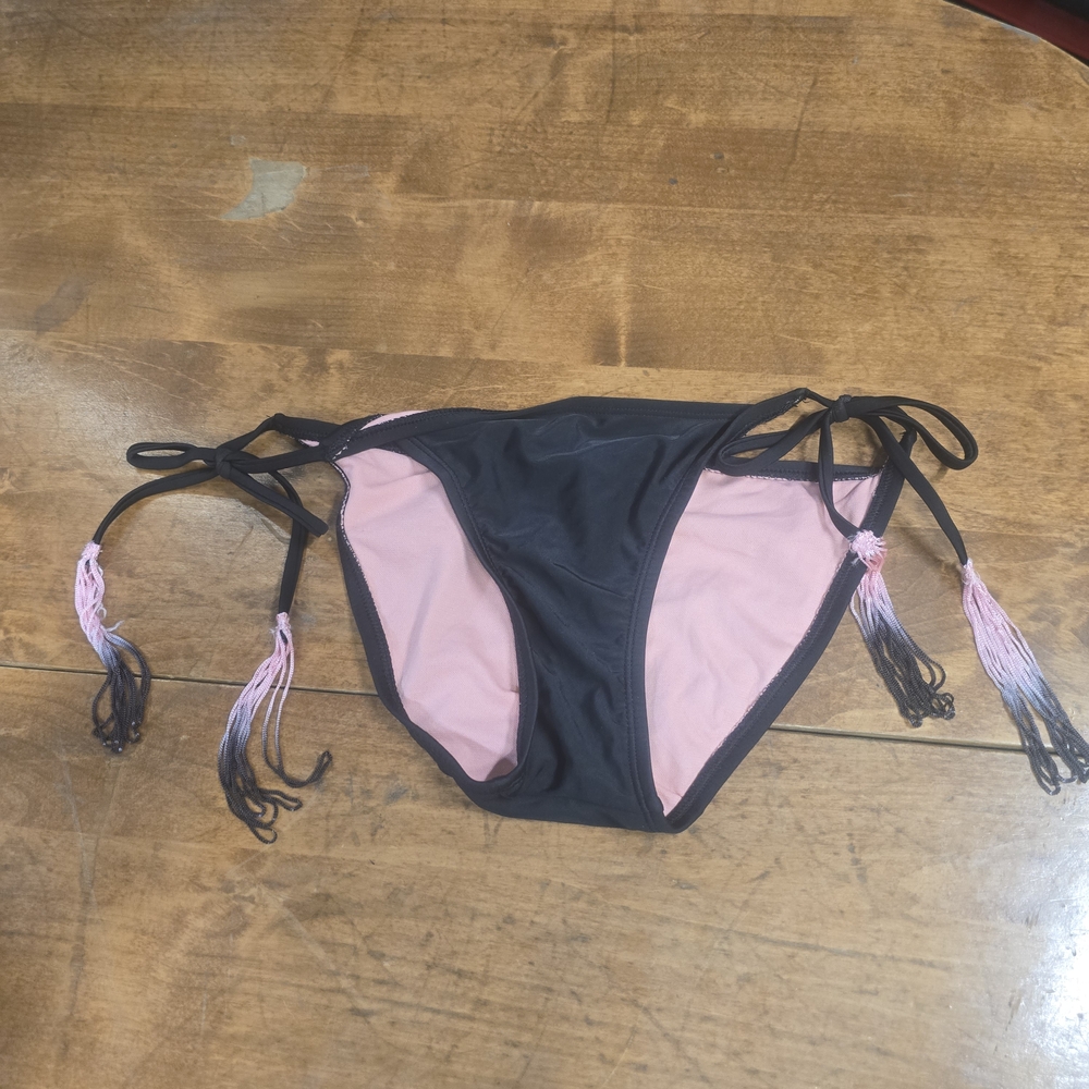 The Bikini Lab Black and Pink Tie-Side Bikini Bottom